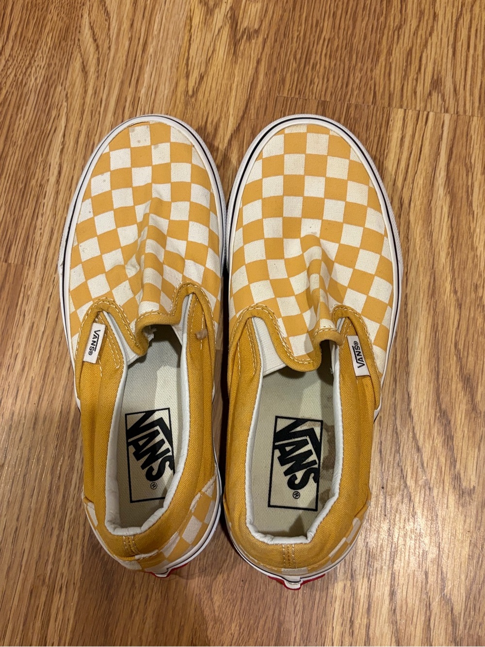 Vans Mustard Yellow Checkerboard Classic Slip-On Shoes - Picture 2 of 10